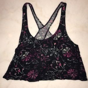 Navy crop top with open back